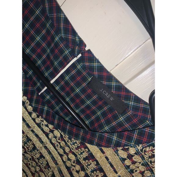 J. Crew Christmas/holiday plaid top with gorgeous embroidery compares to an XL - Picture 3 of 9